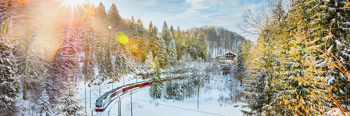 Switzerland Train - Winter Magic - background banner